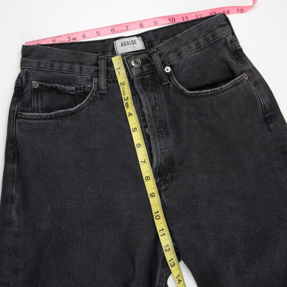 Agolde 90's Jeans Distressed Mid Rise Loose Button Fly Smokestack Black Size 26 - Picture 8 of 8